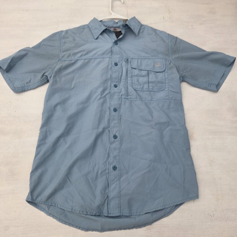 Wrangler Shirt Mens S Blue Outdoor Button Up Short Sleeve Vented Fishing Hiking
